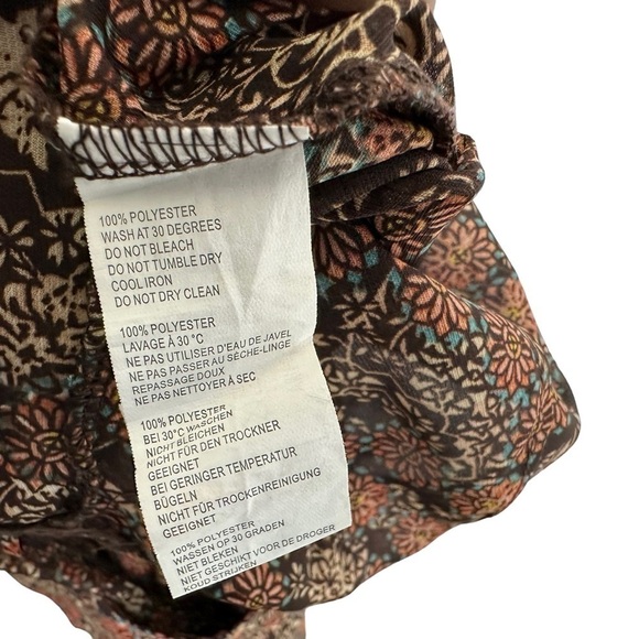 Nasty Gal Womens One on One Floral Jumpsuit Sz 2 Brown One Shoulder Side Slits - Picture 7 of 10